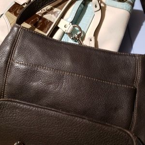 Brown leather coach bag